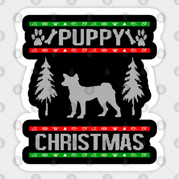 Basenji Ugly Christmas Sweater Design Puppy Dog Lover Breed Sticker by familycuteycom